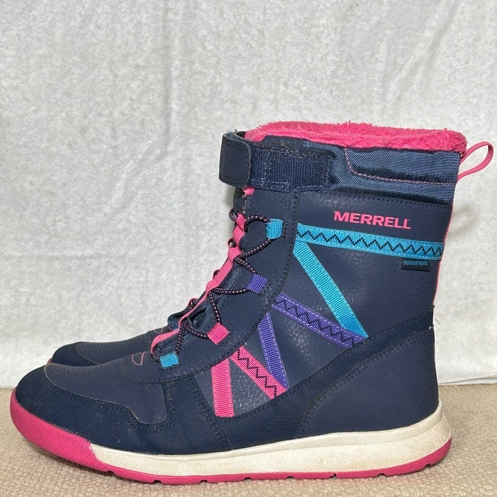 Merrell Big Kids Blue Snow Crush 2 Waterproof 200g Warm Snow Winter Boots SZ 5M - Picture 2 of 12
